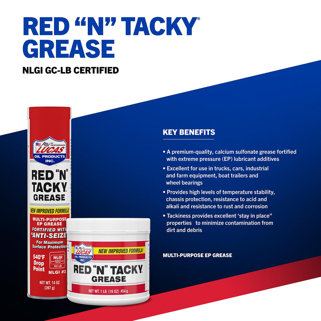 Lucas Oil Red N Tacky Grease - 14 Ounce Tube