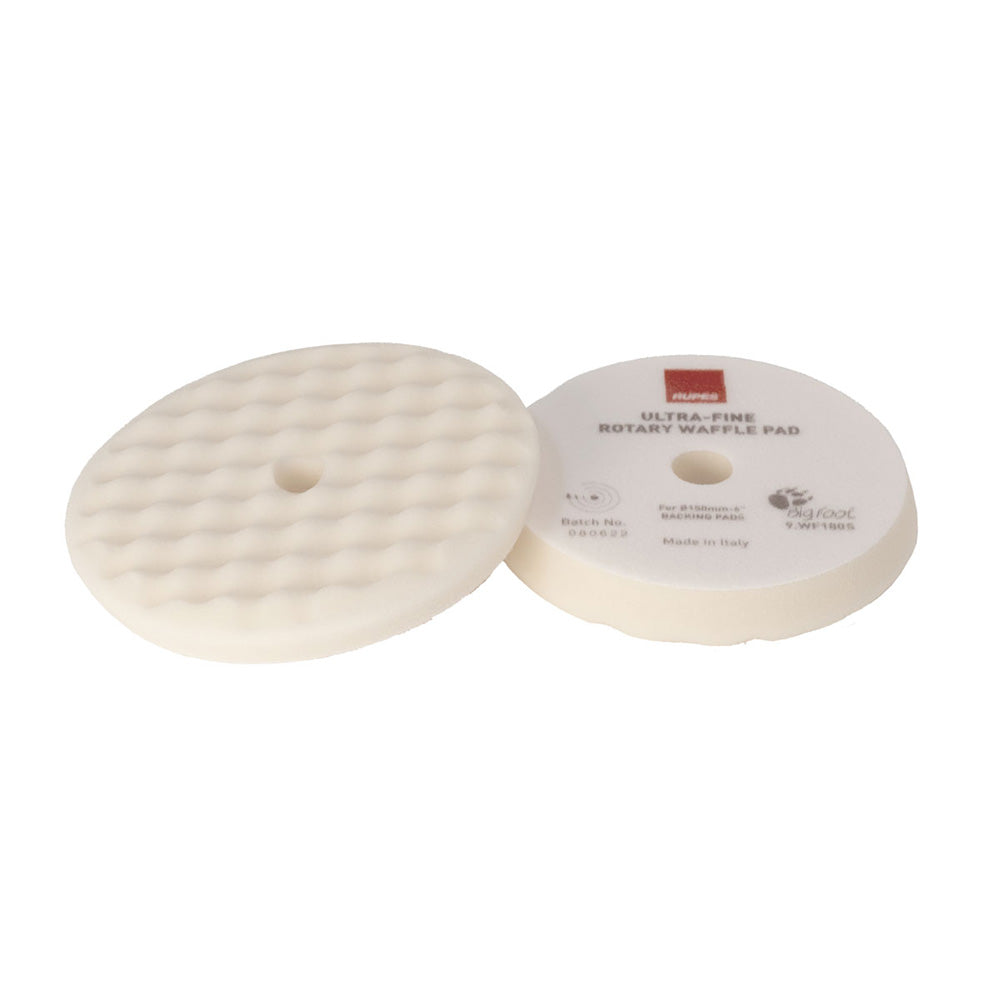RUPES Velcro Waffle Ultra-Fine Polishing Foam Pad f/Rotary Polishers 180mm - White