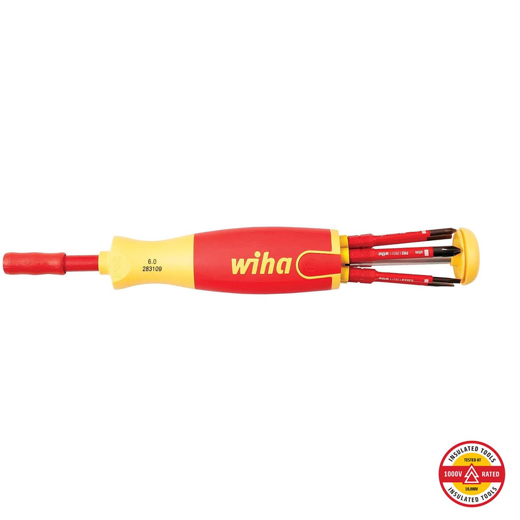 Wiha SlimLine Insulated 6-IN-1 Multi-Driver (7 Piece) - Slotted/Phillips/Square