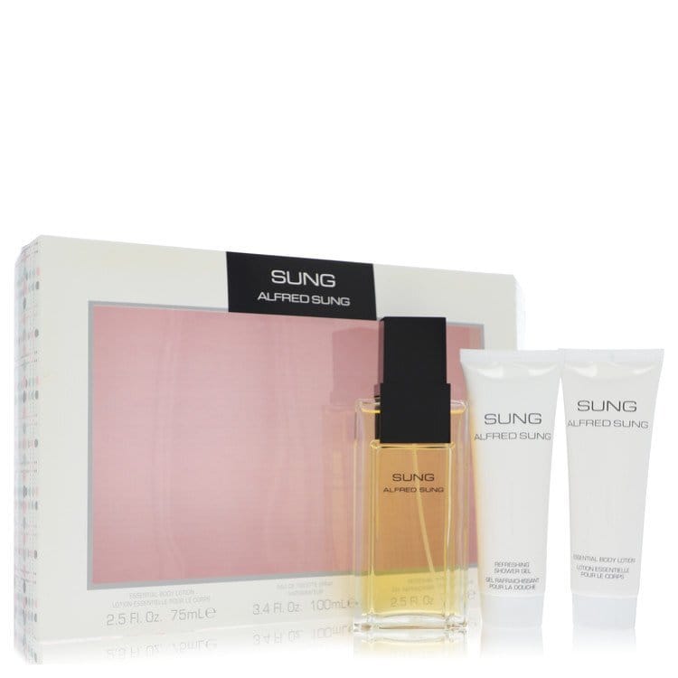 Alfred SUNG by Alfred Sung Gift Set -- 3.4 oz Eau De Toilette Spray + 2.5 oz Body Lotion + 2.5 oz Shower Gel (Women)