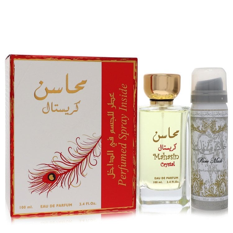 Lattafa Mahasin Crystal by Lattafa Eau De Parfum Spray with 1.7 oz Deodorant Spray 3.4 oz (Women)