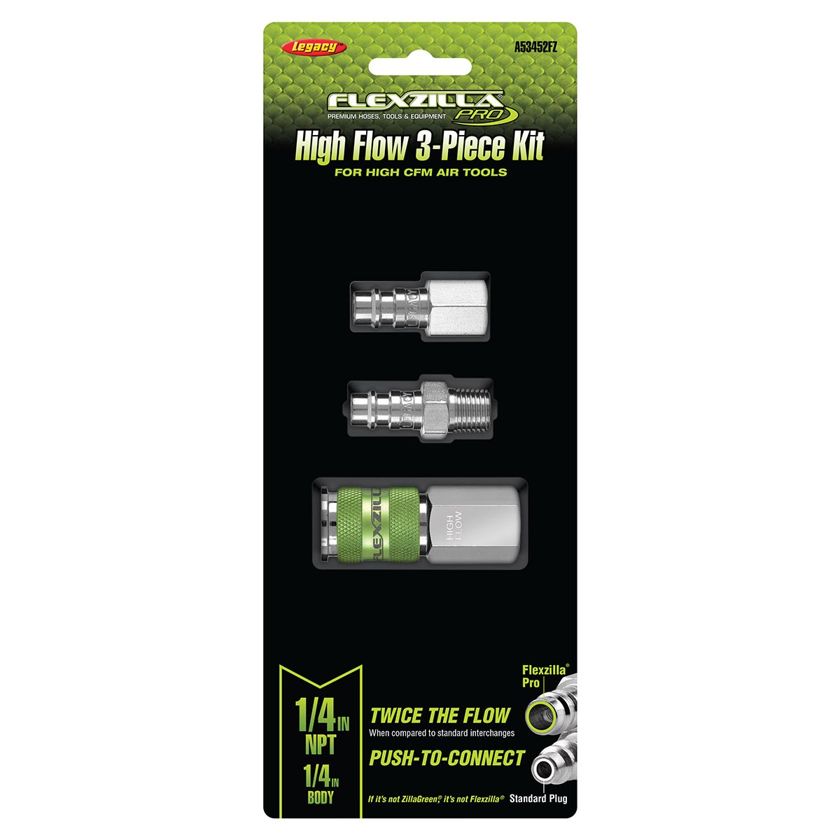Flexzilla Pro High Flow Coupler & Plug Kit 1/4" NPT (3-Piece)