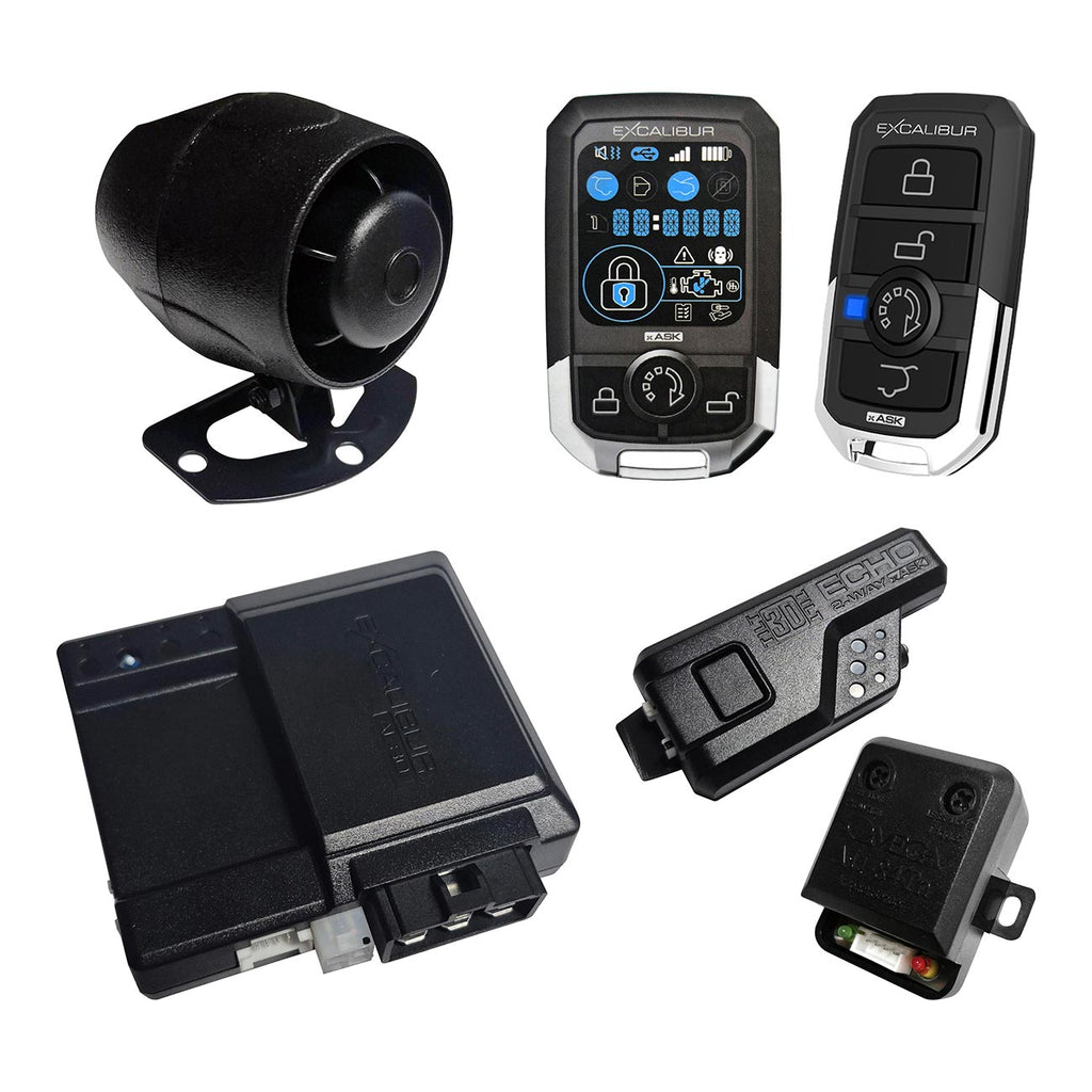 Excalibur Car Alarm/Remote Start with 3-Color LCD 2-Way Remote & 1500 Foot Range