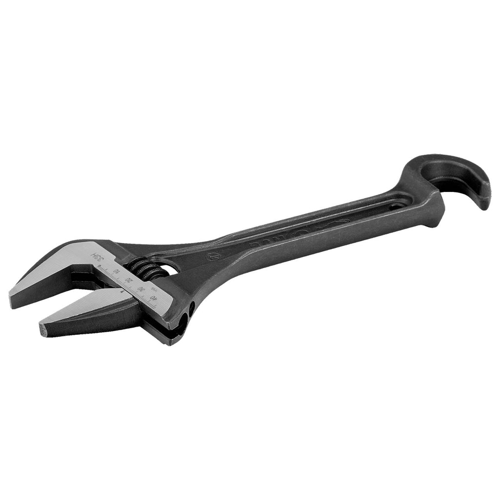 Bahco 10" Wide Jaw Adjustable Wrench with Valve-Persuader Hook