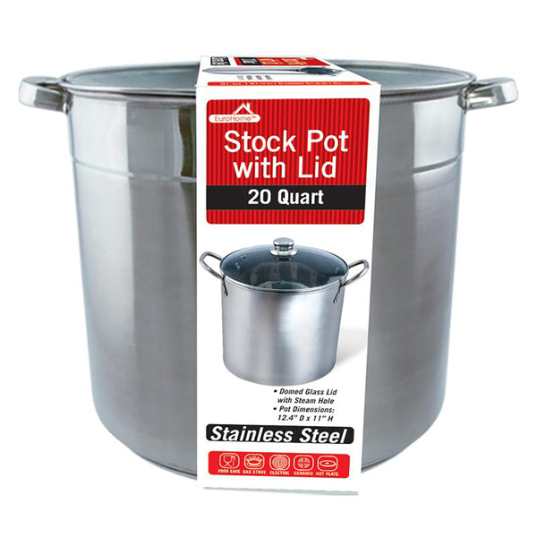 EUROHOME 20QT SS STK PT W/GLS LID