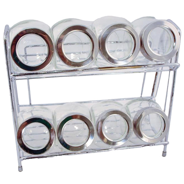 EURO-WARE 9PC GLS SPICE JAR W/RACK