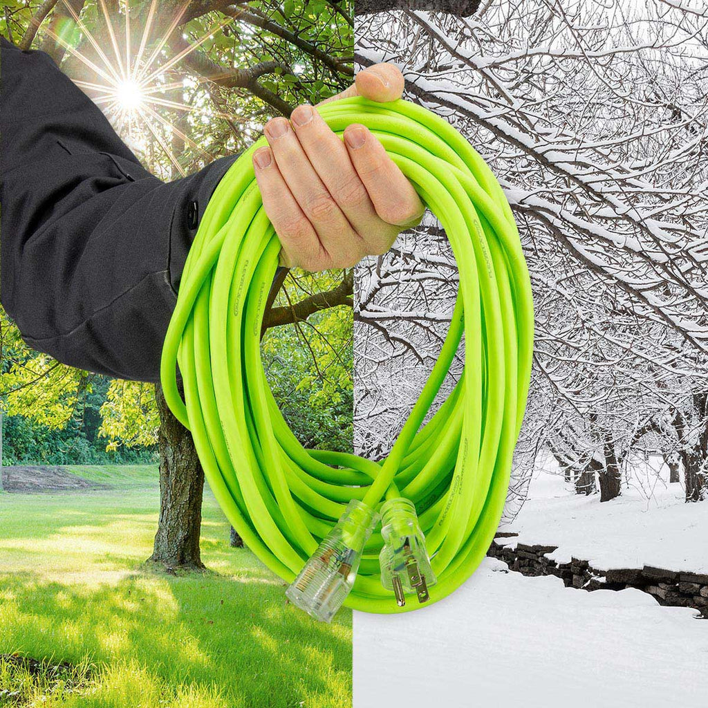 Flexzilla® Pro Extension Cord 10/3 AWG SJTW 50' Outdoor Lighted Plug ZillaGreen™