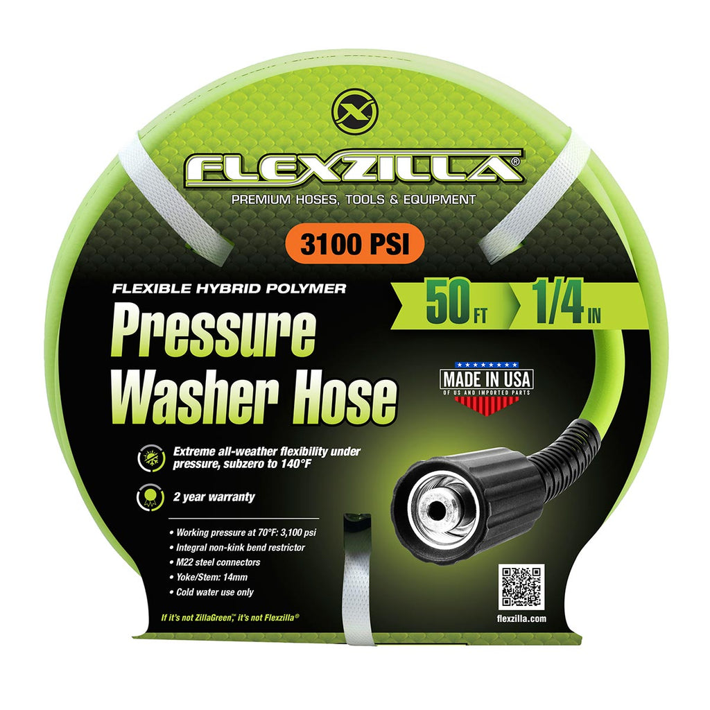 Flexzilla Pressure Washer Hose 1/4" x 50" with M22 Fittings