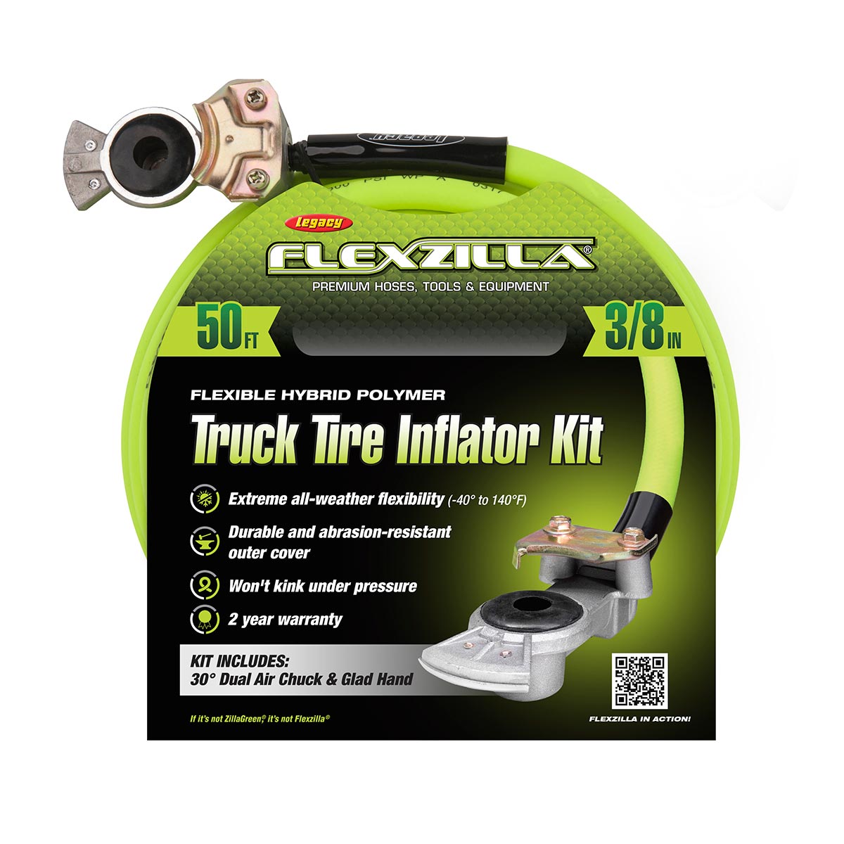 Flexzilla Heavy Duty Light Weight Truck Tire Inflator Kit with 3/8" x 50' Hose