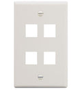 FACEPLATE, FLAT, 1-GANG, 4-PORT, WHITE