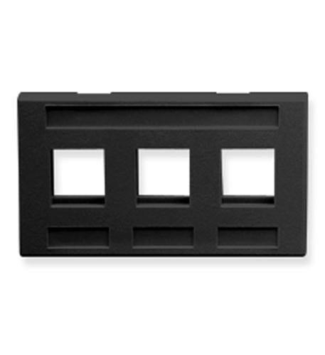 FACEPLATE, FURNITURE, 3-PORT, BLACK