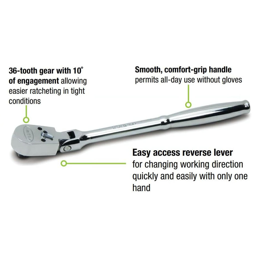 Williams 3/8" Drive Sealed Narrow Flex-Head Ratchet 36 Teeth