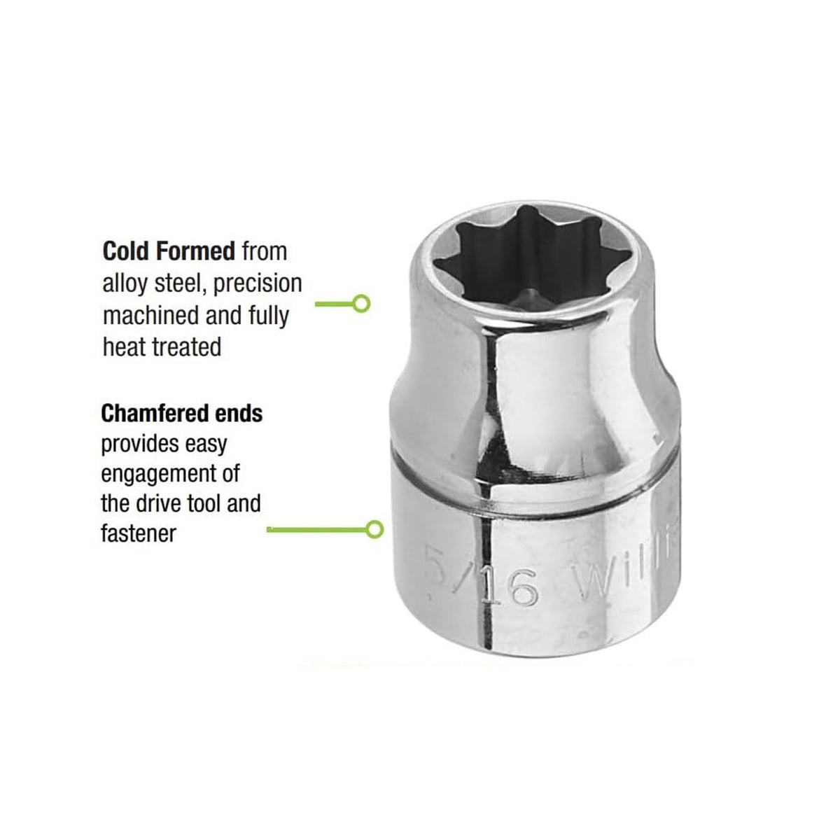 Williams 5/16″ Shallow Socket 3/8″ Drive 8 Point