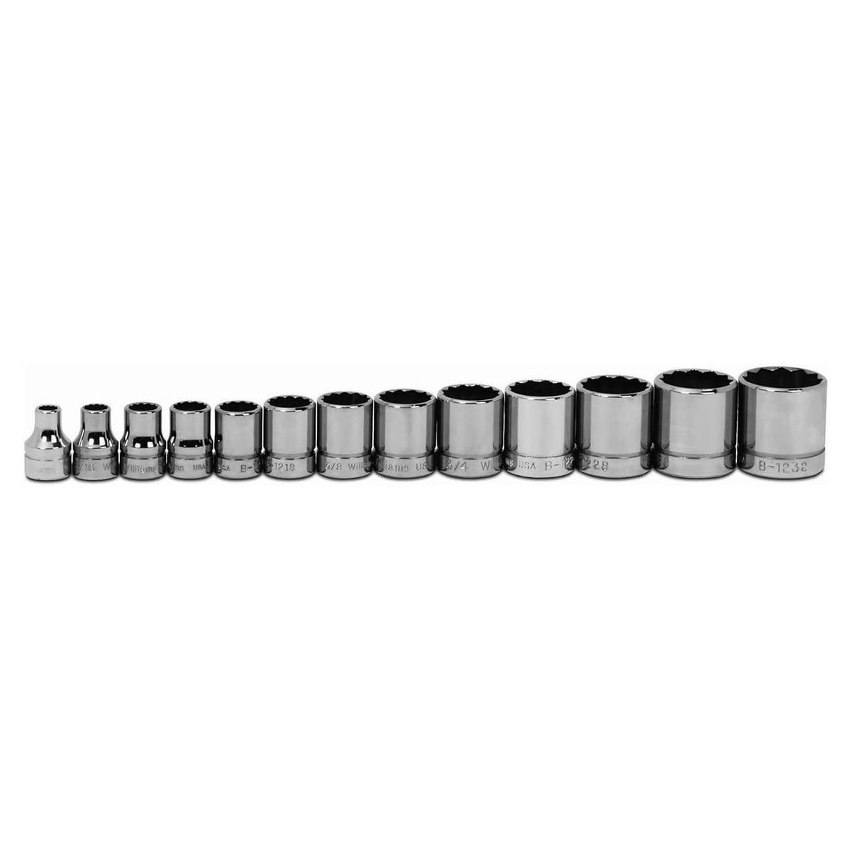 Williams 3/8" Drive Shallow SAE Socket Set on Clip Rail 12-Point (13 Piece)