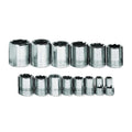 Williams 1/2″ Drive Shallow SAE Socket Set on Clip Rail 8-Point (14 Piece)