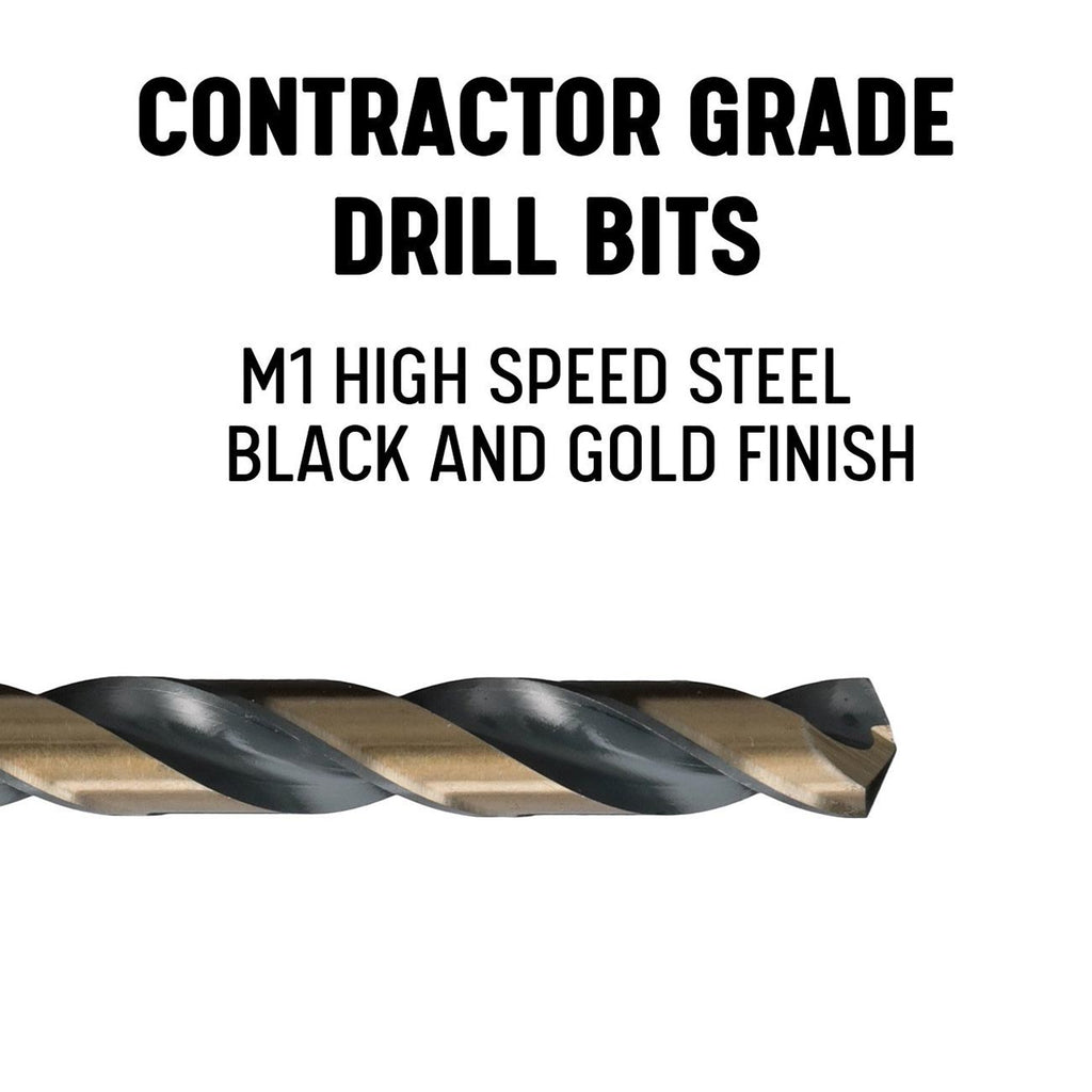 DRILL AMERICA 1-1/8 Reduced Shank HSS Black & Gold Contractor Drill Bit with 3-Flat Shank