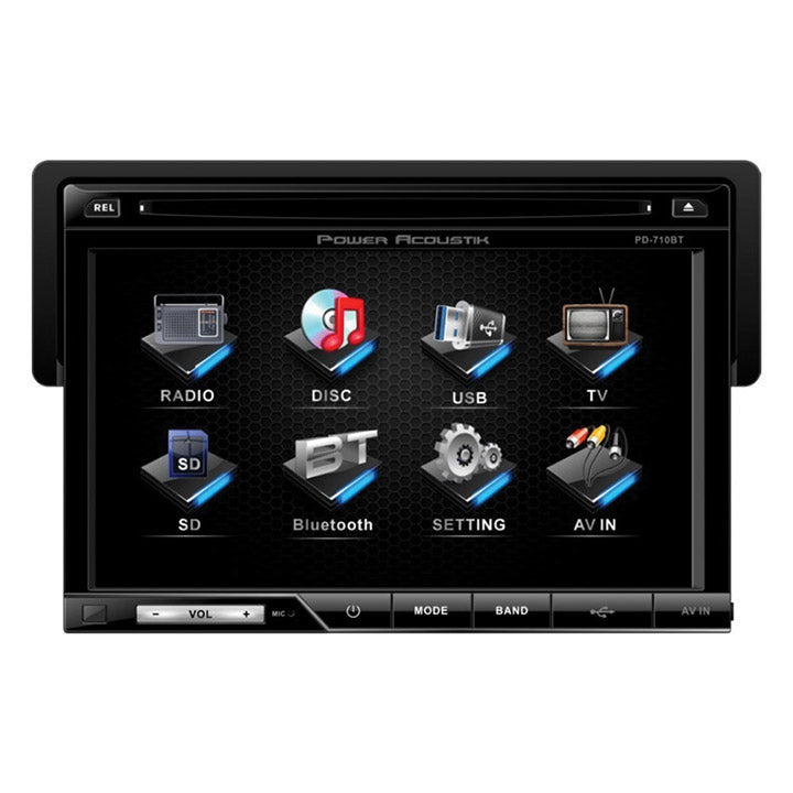 Power Acoustik Oversized 7" Detach Touch Screen Receiver TFT/LCD DVD AM/FM Bluetooth A2DP