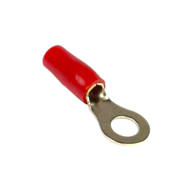 RING TERMINAL 8GA. 10PCS. GOLD;RED SLEEVE;XSCORPION