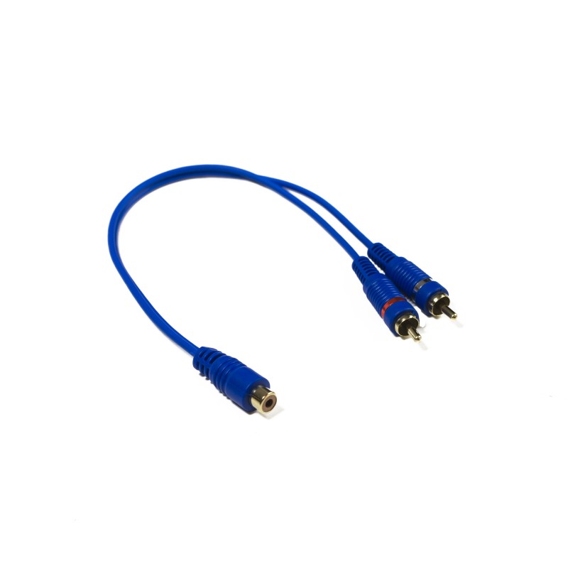 STINGER RCA Y 2M-1F BLUE INTERCONNECTS (6")