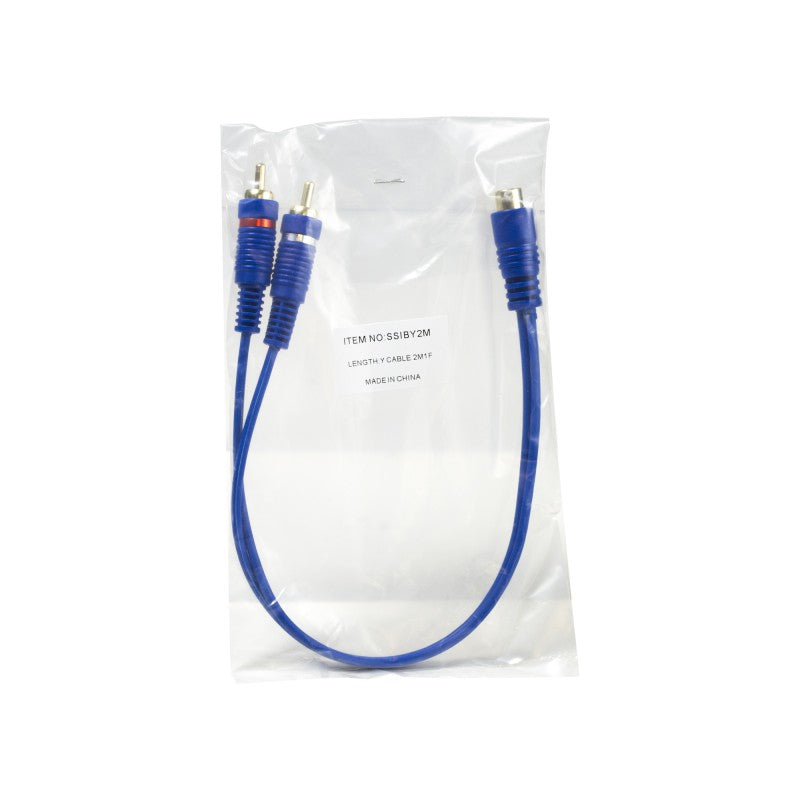 STINGER RCA Y 2M-1F BLUE INTERCONNECTS (6")