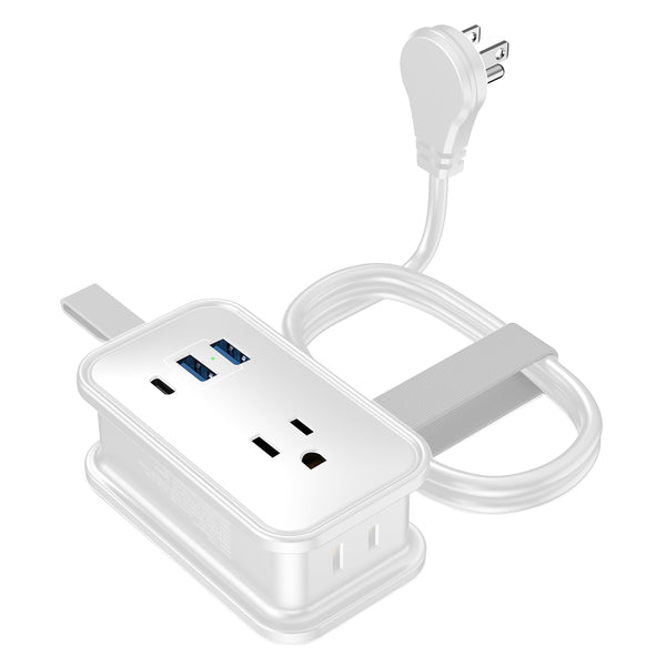 UNCAGED ERGONOMICS(R) TRAVEL POWER STRIP WHT