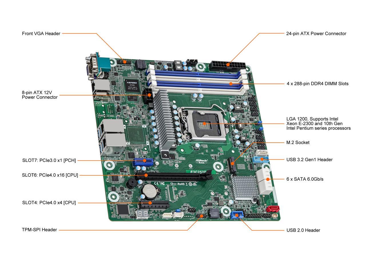 ASRock Rack SVR MB ASROCK RACK E3C252D4U R