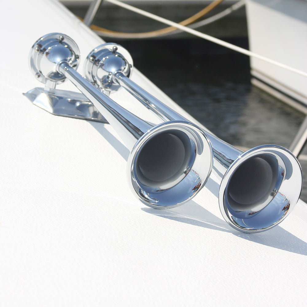 Marinco 24V Chrome Plated Dual Trumpet Air Horn [10624]