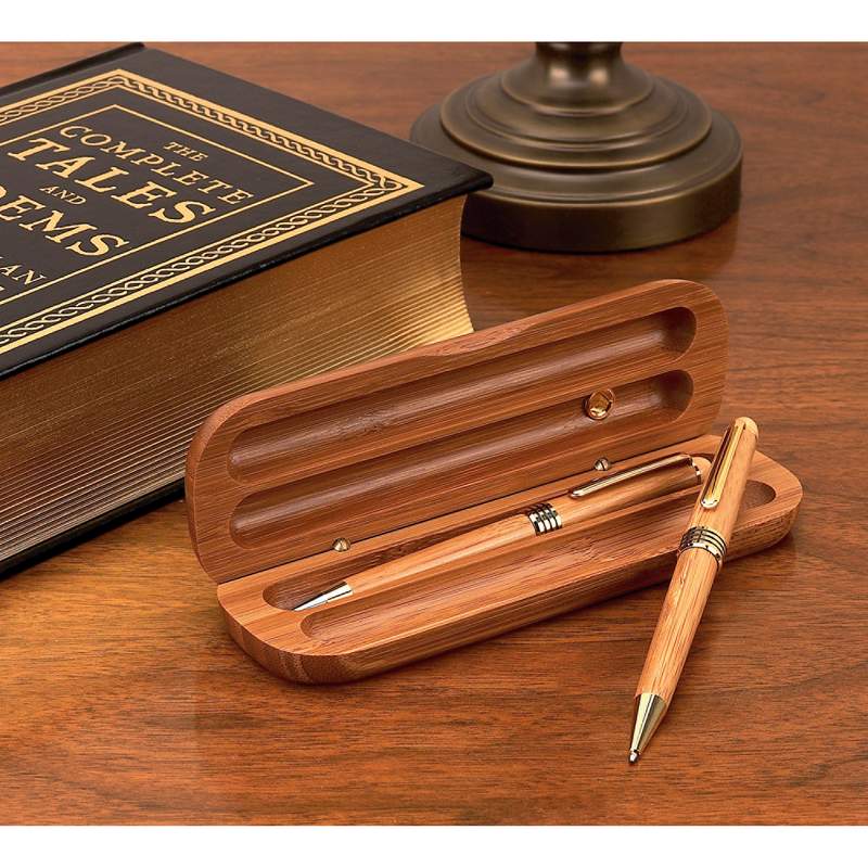 Alex Navarre Durable Bamboo Ballpoint Pen and Pencil Set