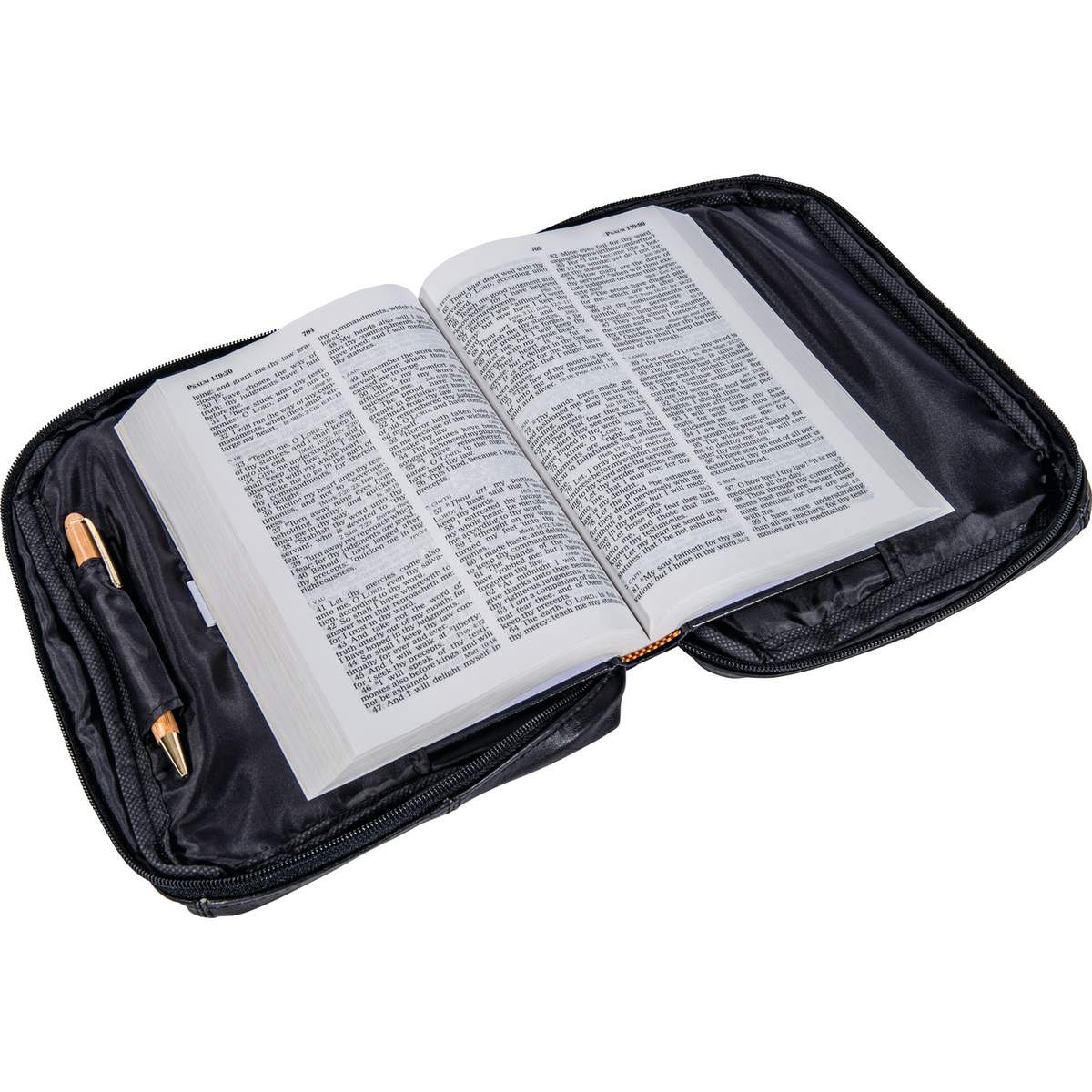 Embassy Italian Stone Design Black Genuine Leather Bible Cover