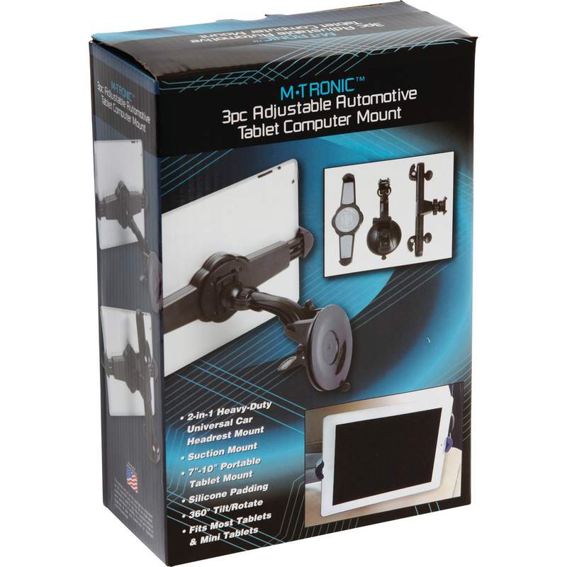 MTronic 3pc Adjustable Automotive Tablet Computer Mount